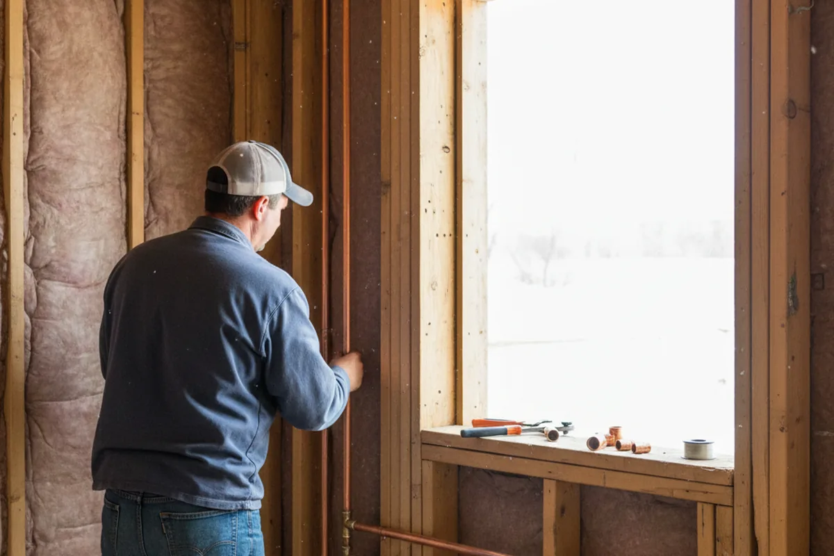 Licensed plumber running new copper supply lines in a Kaysville home